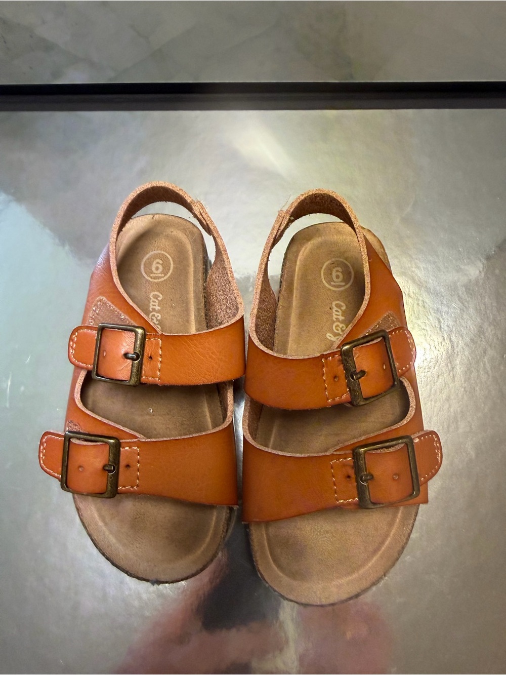 Cat & Jack Tan Kids Double-Buckle Sandals - Size 6